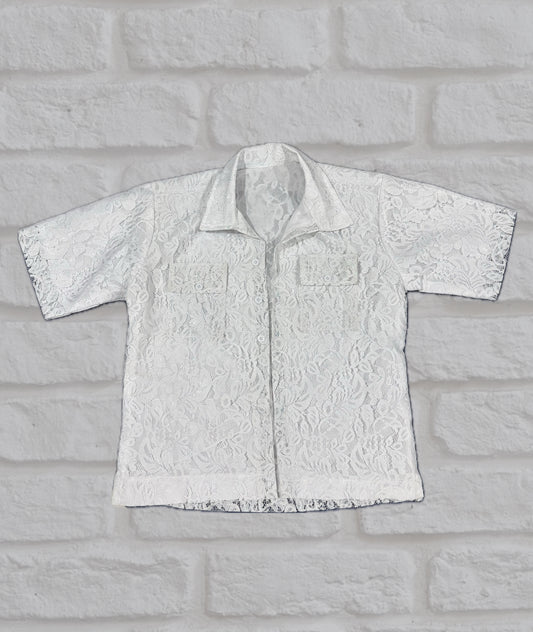 Luxe Lace Short Sleeve Shirt – Sophistication Meets Edge